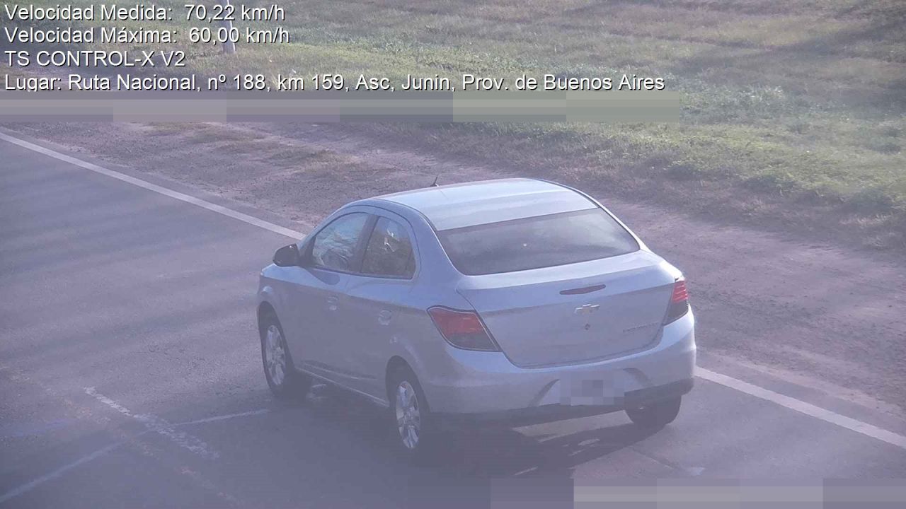 Foto tomada por el radar de RN 188 km 159,00, Junin