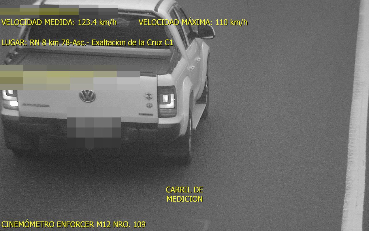 Foto tomada por el radar de RN 8 km 78,00, Exaltación de la Cruz