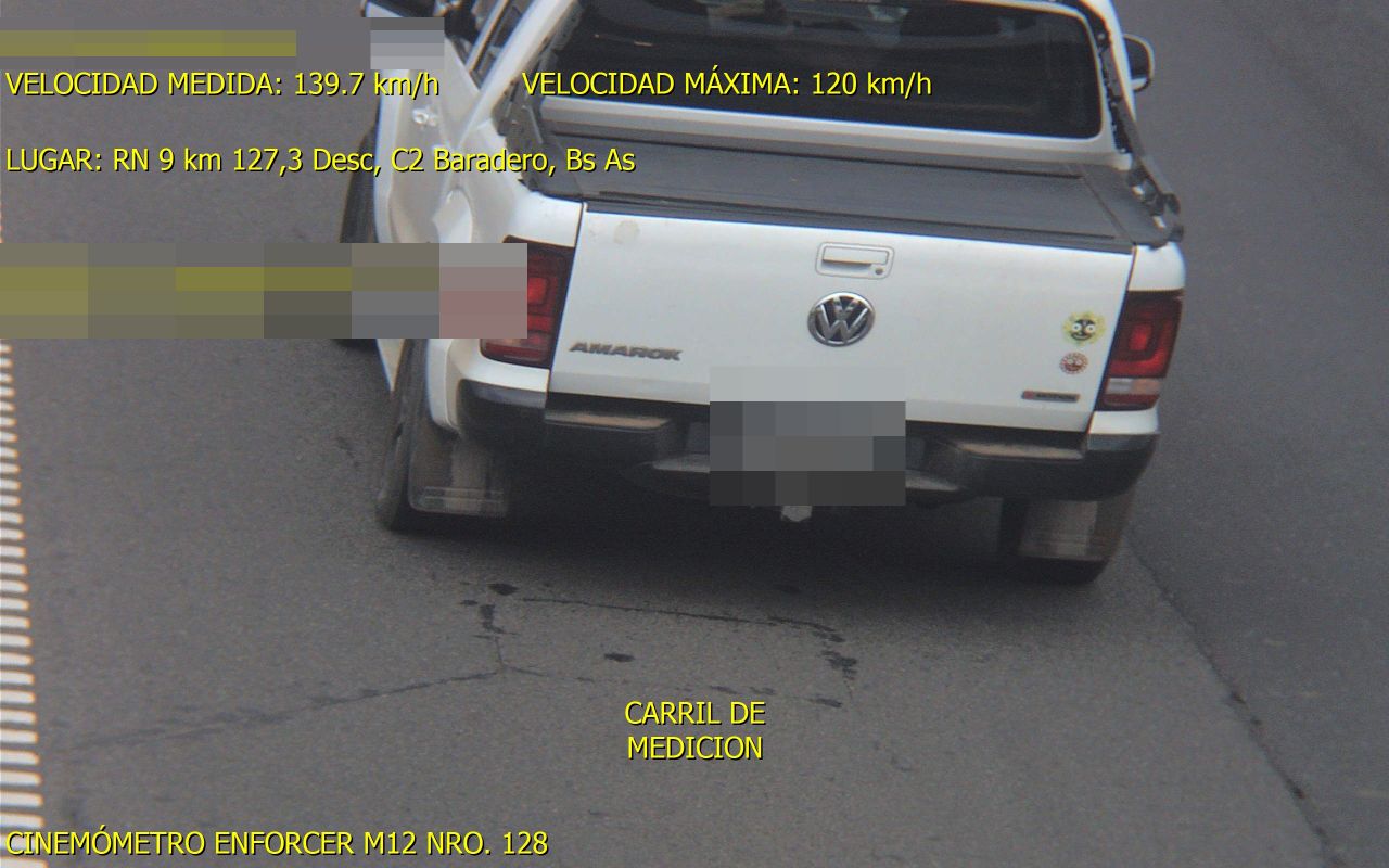 Foto tomada por el radar de RN 9 km 127,30, Baradero