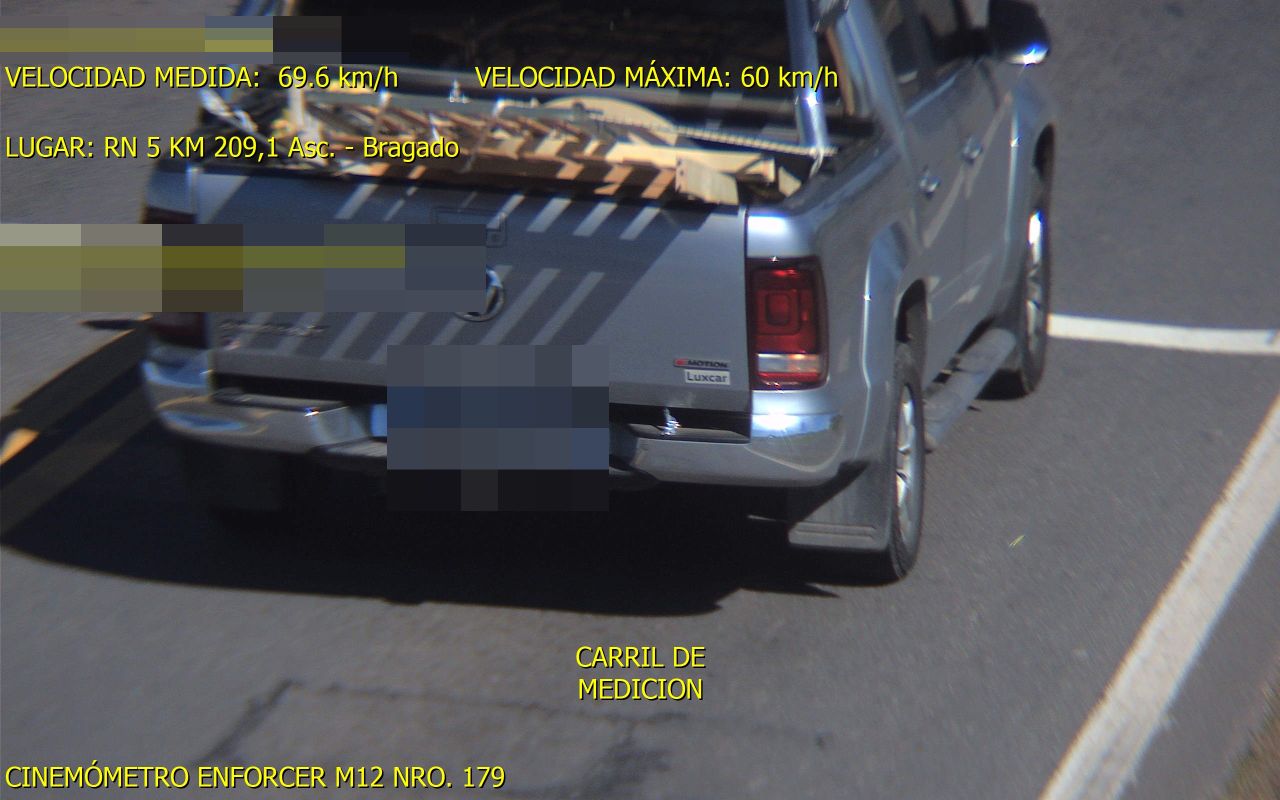 Foto tomada por el radar de RN 5 km 209,10, Bragado