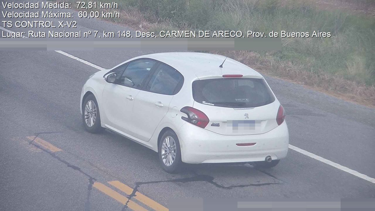 Foto tomada por el radar de RN 7 km 148,00, Carmen de Areco