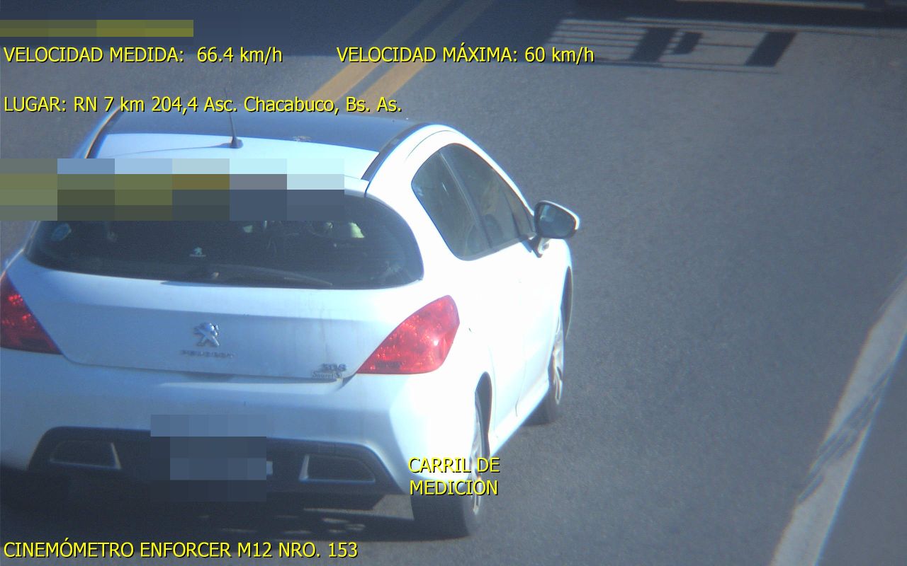 Foto tomada por el radar de RN 7 km 204,40, Chacabuco